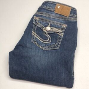 VINTAGE SILVER SUKI SURPLUS CAPRI JEANS 29x21 ⭐️